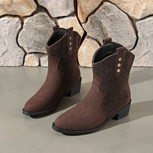 Load image into Gallery viewer, Suede Point Toe Block Heel Boots