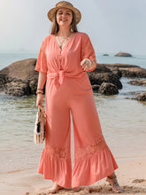 Load image into Gallery viewer, Plus Size Button Up Half Sleeve Top and Pants Set