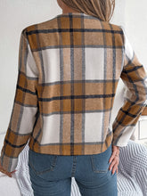 Load image into Gallery viewer, Plaid Open Front Long Sleeve Jacket