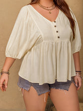 Load image into Gallery viewer, Plus Size Peplum V-Neck Half Sleeve Blouse