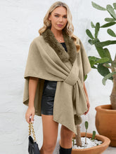 Load image into Gallery viewer, Fuzzy Trim Open Front Poncho