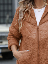 Load image into Gallery viewer, Fuzzy Zip Up Long Sleeve Hooded Jacket