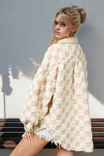 Load image into Gallery viewer, Double Take Button Up Fuzzy Checkered Shacket