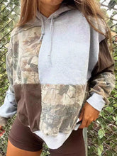 Load image into Gallery viewer, Full Size Drawstring Patchwork Long Sleeve Hoodie