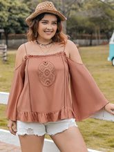 Load image into Gallery viewer, Plus Size Frill Square Neck Long Sleeve Blouse