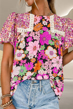 Load image into Gallery viewer, Printed Round Neck Puff Sleeve Blouse