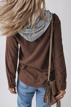 Load image into Gallery viewer, Drawstring Button Up Long Sleeve Hooded Jacket