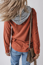Load image into Gallery viewer, Drawstring Button Up Long Sleeve Hooded Jacket