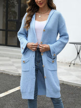 Load image into Gallery viewer, Pocketed Button Up Long Sleeve Hooded Cardigan