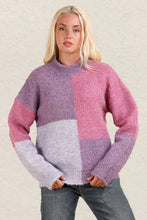 Load image into Gallery viewer, VERY J Color Block Mock Neck Drop Shoulder Sweater