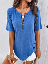 Load image into Gallery viewer, Half Zip Half Sleeve T-Shirt