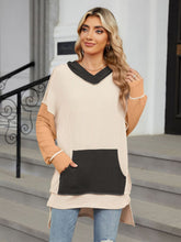 Load image into Gallery viewer, Double Take Contrast Hooded Long Sleeve Top