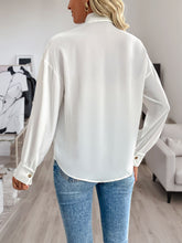 Load image into Gallery viewer, Perfee Sequin Contrast Collared Neck Long Sleeve Shirt