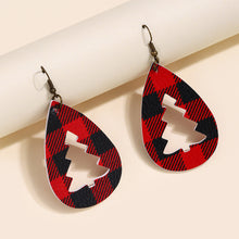 Load image into Gallery viewer, PU Leather Cutout Christmas Tree Earrings