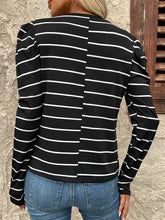 Load image into Gallery viewer, Full Size Striped Round Neck Puff Sleeve T-Shirt
