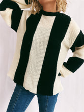 Load image into Gallery viewer, Color Block Round Neck Long Sleeve Sweater