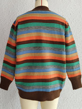 Load image into Gallery viewer, Contrast Stripes Button Up Long Sleeve Cardigan
