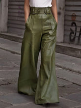Load image into Gallery viewer, Half Elastic Waist Wide Leg Pants