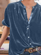 Load image into Gallery viewer, Ruched Round Neck Short Sleeve Shirt