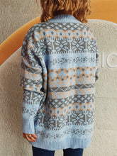 Load image into Gallery viewer, Geometric Round Neck Dropped Shoulder Sweater