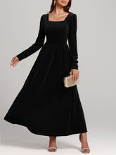 Load image into Gallery viewer, Velvet Square Neck Long Sleeve Dress