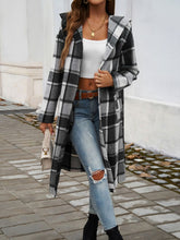 Load image into Gallery viewer, Plaid Long Sleeve Hooded Coat