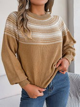 Load image into Gallery viewer, Contrast Round Neck Long Sleeve Sweater