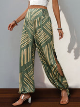 Load image into Gallery viewer, Smocked Slit Printed High Waist Pants