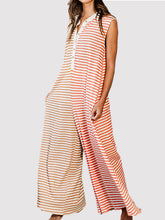 Load image into Gallery viewer, Striped Round Neck Sleeveless Jumpsuit