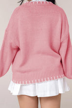 Load image into Gallery viewer, Bow Graphic Round Neck Long Sleeve Sweater