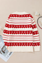 Load image into Gallery viewer, Geometric Round Neck Dropped Shoulder Sweater
