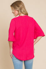 Load image into Gallery viewer, BOMBOM Texture Decorative Button V-Neck Top