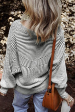Load image into Gallery viewer, Textured Striped Round Neck Long Sleeve Top