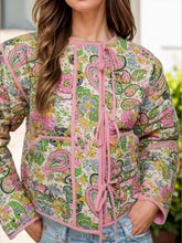 Load image into Gallery viewer, Tied Printeded Long Sleeve Jacket