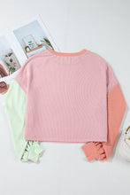 Load image into Gallery viewer, Color Block Round Neck Long Sleeve Top