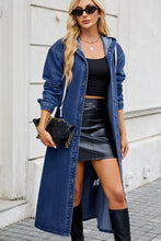 Load image into Gallery viewer, Button Up Long Sleeve Longline Hooded Denim Outerwear
