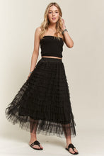 Load image into Gallery viewer, ADORA Elastic Waist Layered Mesh Midi Skirt
