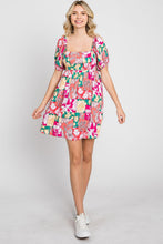 Load image into Gallery viewer, GeeGee Floral Ruff Sleeve Mini Dress