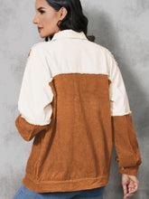 Load image into Gallery viewer, Raw Hem Color Block Button Up Jacket