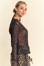Load image into Gallery viewer, Davi &amp; Dani Glitter Mesh Lettuce Hem Long Sleeve Top