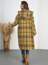 Load image into Gallery viewer, Plaid Double-Breasted Long Sleeve Longline Coat