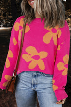 Load image into Gallery viewer, Flower Round Neck Long Sleeve Sweater