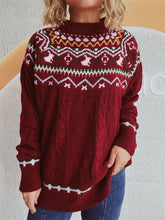 Load image into Gallery viewer, Cable-Knit Mock Neck Long Sleeve Sweater