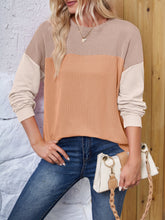 Load image into Gallery viewer, Color Block Round Neck Long Sleeve Sweatshirt