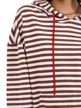 Load image into Gallery viewer, Drawstring Striped Long Sleeve Hoodie