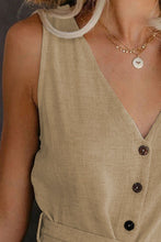 Load image into Gallery viewer, Full Size Tied V-Neck Sleeveless Romper with Pockets