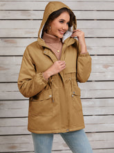 Load image into Gallery viewer, Drawstring Long Sleeve Hooded Jacket