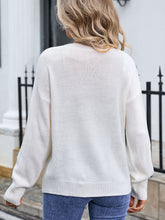Load image into Gallery viewer, Crochet Flower Round Neck Sweater