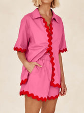 Load image into Gallery viewer, Contrast Trim Half Sleeve Top and Shorts Set