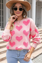 Load image into Gallery viewer, Valentine's Day Heart Jacquard Round Neck Sweater